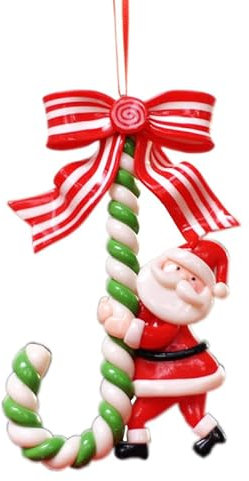 Blausky 3 Stück Zuckerstangen zum Hängen,Personalisierter Weihnachts-Baumschmuck,Weihnachtsanhänge,Zuckerstange Ornamente mit Schleifen,Christbaum Deko,für Kranz Wand Weihnachtsbaum,Weihnachtsmann