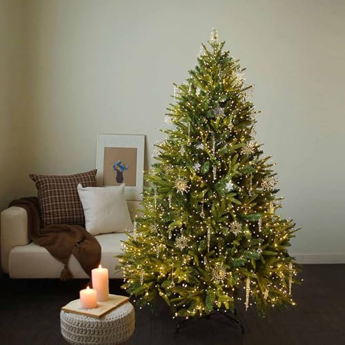 RUYICZB 2,13 M Langer Künstlicher Weihnachtsbaum Mit Realistischen Zweigspitzen Aus PVC, Hochwertiger Weihnachtsbaum Mit Scharnier Und Faltbarem Metallsockel Als Party-Dekoration Für Zuhause, Büro