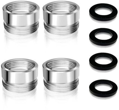 Wasserhahn Adapter, 4 Stück Doppelgewinde Gewindeadapter für Außengewinde M22 auf Innengewinde M18 mit Gummidichtung für Küche Luftsprudler Wasserfilter