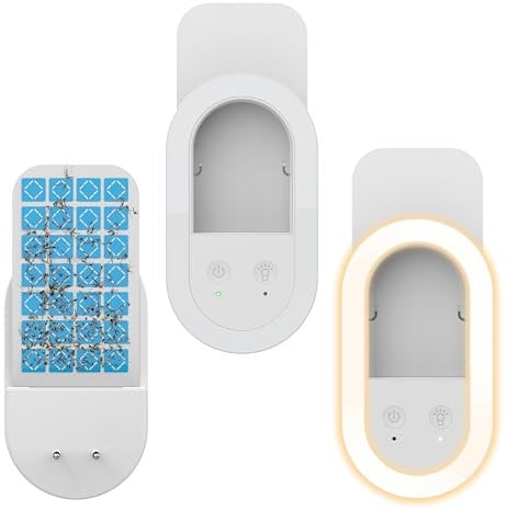 Paquete de 2 trampas para Moscas Interiores (2 Dispositivos + 10 Tarjetas de Pegamento), luz Nocturna, matamosquitos, Trampa para Insectos voladores enchufables para Mosquitos, Moscas