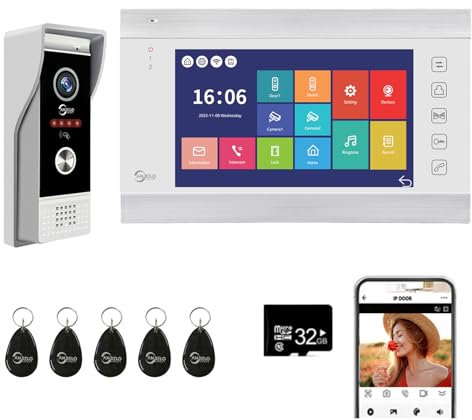 Videocitofono, videocamera WiFi con monitor da 7 pollici, campanello cablato con 1080P, supporta l'ingresso della scheda e il rilevamento del movimento, audio bidirezionale (1 Campanello+1 Monitor)
