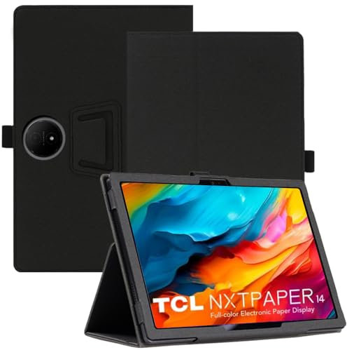 AKNICI Funda para TCL NXTPAPER 14 WiFi Tablet 14 Pulgadas, PU Protectora Carcasa Cover con Magnetite y Cinturón de Seguridad y Soporte Función para TCL NXTPAPER 14 WiFi Tablet 14 Pulgadas (Negro)