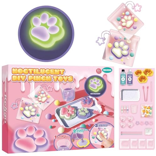 Balakaka Squishy Maker Charms Kit Fabrication Creation, Kawaii Jouets en Silicone à Faire Soi-même Avec Moule et Sachets Décoratifs, Lumineuses Jouet anti-stress pour Enfants 3+