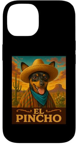 Miniatura Pinscher El Pincho Wild West Cowboy Western Dog Carcasa para iPhone 14