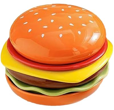 Set di piatti – Set di piatti per hamburger – 6 strati impilabili da cucina a di hamburger, contorni da dessert per feste e matrimoni