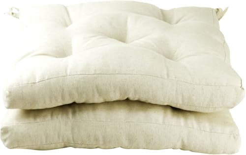 MORE FREE-Pack 2 Cojines para Silla,Cojin de Asiento Decorativo Funda de Poliéster y Relleno de Fibra Hueca 45x45x5cm,Ideal para Comedor, Terraza, Salón y Restaurante (Arena, Pack 2)