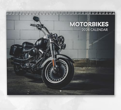 Motorräder Kalender 2026 Monatlicher Wandkalender mit Notizen, hängend im A4-Format, inklusive Schlüsseldaten & Feiertagen