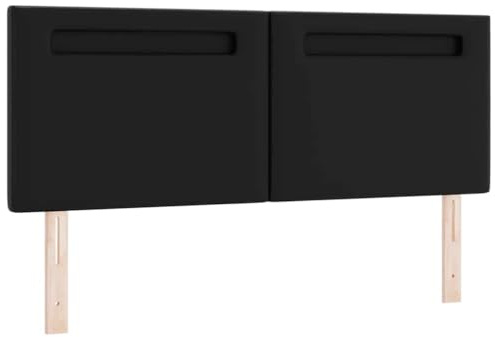 vidaXL Headboard with LED Strip Lights Wall-mounted Black 144 cm PVC, Sleek Bedroom Headboard, Rectangular, Height-Adjustable, Durable, LED Wall-Mounted Design, Modern Home Furnishings, Versatile
