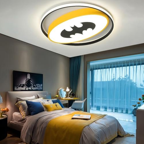 Trutipon LED-Deckenleuchte Für Kinderzimmer, Dimmbare Deckenbeleuchtung, Batman-Acryl-Lampe Mit Schirm, Geeignet Für Jungen, Mädchen, Babys Und Kinderzimmer(40cm)