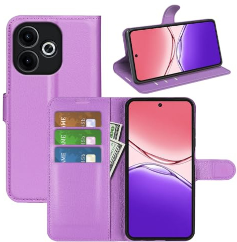 Fertuo Coque pour Oppo A5 Pro 5G / 4G, Antichoc Portefeuille Étui Housse en Cuir à Rabat Flip Cover Case avec Silicone Bumper, Porte Carte, Béquille, Boucle Magnétique y Stand, Violet