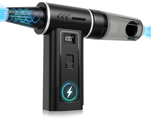 Elektrische Staubgebläse Druckluftspray 2-in-1-180000 U/min,100-Compressed Air Duster & Staubsauger - 8000mAh Akku Gebläse Druckluft mit Digital Display for PC Reinigungsset,Keyboard