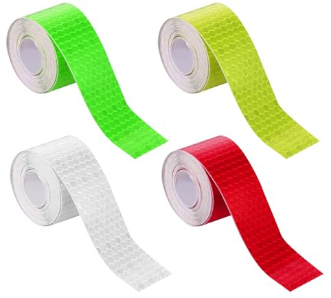 USHXVG 4 Rolls Of Reflective Warning Tape, 2Cm× Waterproof Adhesive, Universal For Vehicle Helmets And Clothing, Outdoor Safety Signs.