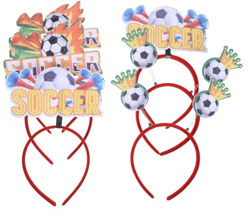 LOLIPPYY Lot de 6 Bandeaux de Football pour Garçon et Filles et Adultes, Serrage-têtes Élastiques à Cheveux Motifs Ballon de Foot, Accessoires Festifs pour Fête Sportive, Match et