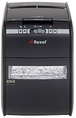 Rexel Auto+ 90X Aktenvernichter für persönliche/geschäftliche Zwecke, Partikelschnitt, Autofeed, 20L Abfallbehälter, 90 Blatt Kapazität, Schwarz, 2103080A