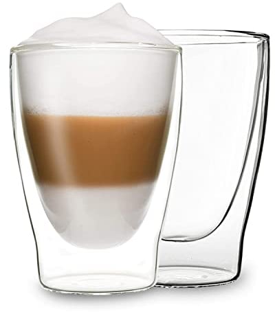 DUOS® Latte Macchiato Gläser Set 2x310ml, , Doppelwandige Kaffeegläser, Teegläser, Cappuccino , Eiskaffee Thermogläser doppelwandig Espressotassen Glas