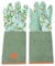 Esschert Design Jute Handschuhe mit Rosendruck, 18 x 1,2 x 37 cm, lang, mit Unterarmschutz, mit Noppen, Grundfarbe grün