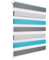 WOLTU Estor Enrollable de Doble Capa sin Taladrar,Noche y Día, Estor Persiana Tejido con Cadena,Translúcido y Oscurecido para Puertas y Ventanas,Fijación con Pinza 150x65cm(HxB), Blanco+Turquesa+Gris