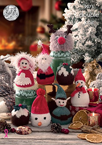 King Cole 9075 Knitting Pattern Christmas Candy Cosies in Dollymix and Pricewise DK