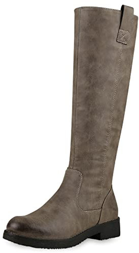 Klassische Stiefel Damen Schuhe Gefüttert Boots Profilsohle 148004 Grau Arriate 36 Flandell