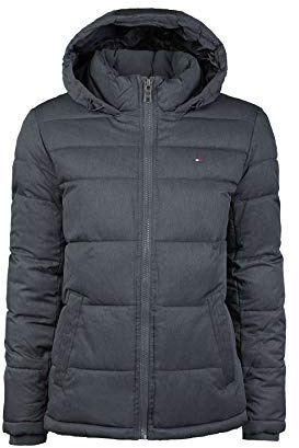 Tommy Hilfiger Men's Hooded Puffer Jacket Down Outerwear Coat, Heather Navy, L