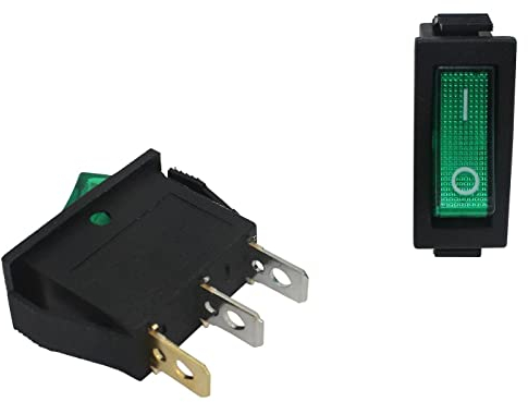 Lumonic 5x Kunststoff Wippschalter Ausschalter 31x14mm in Farbe Grün I mit einem 6,4x0,8mm Stecker Flachstecker I Geeignet für 12V 20A