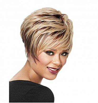 Royalfirst modische, blonde, kurze Perücke für Damen mit Perückenkappe.