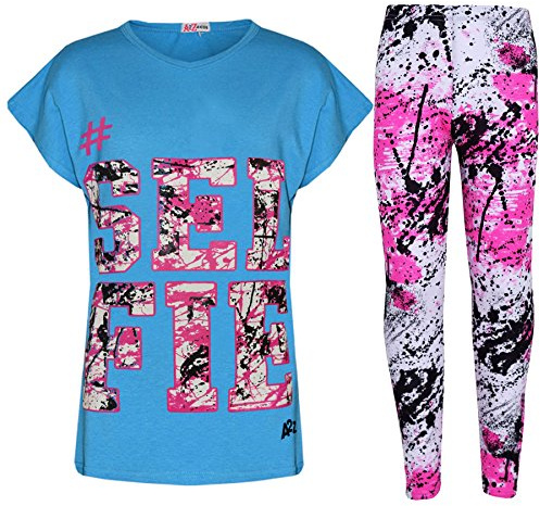 A2Z 4 Kids Girls Selfie Splash Top Leggings Set Comfortable Trendy T Shirt | Soft Feel Two Piece For Daily Comfort Outings And Light Summer Wear Age 5-13 Years