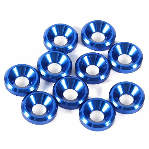 Lot de 10 rondelles de coupe M3 en aluminium anodisé à tête fraisée pour baie de moteur (bleu)