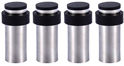 4 x Tope de Puerta para Pared o Suelo Acero Inoxidable con Goma Altura 8,5cm