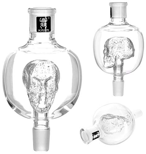 Kaya Shisha Molassefänger Glas Skull, Kugel mit Totenkopf, Stabiler 18.8 Schliff - Wasserpfeifen Zubehör (Glow in the Dark)