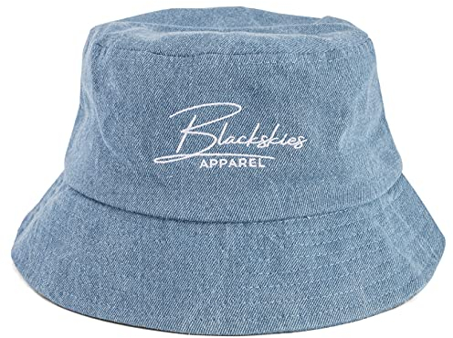 Blackskies® EOS Bucket Hat | Damen Herren Jeans Sonnenhut | Fischerhut aus Denimstoff | Sommerhut für Urlaub Hellblau