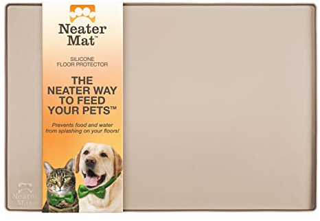 Neater Pet Brands Neater Mat Tapis de gamelle en Silicone imperméable pour protéger Les sols de la Nourriture et de l'eau (61 x 40,6 cm Silicone, Cappuccino)
