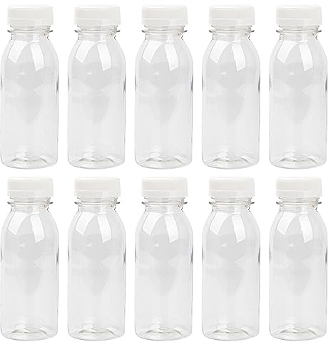 Scicalife Vide Bouteilles De Jus En Plastique avec Bouchon 200ML Large Bouche Clair Yogourt Pots Boire Du Bouteilles Confitures Gelée Récipient pour Le Miel De Mariage (12 Pièces)