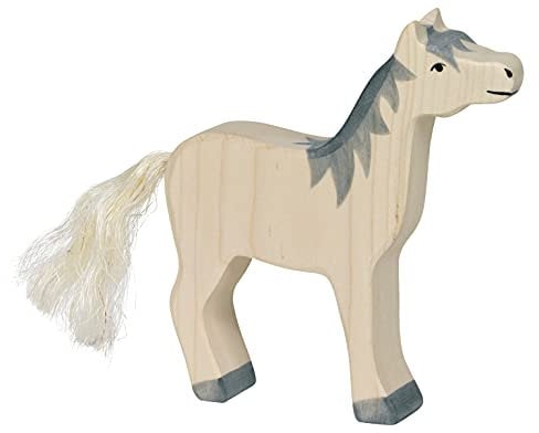 Holztiger Pferd stehend gefleckt Holzfigur Tierfiguren mit Palandi® Sticker