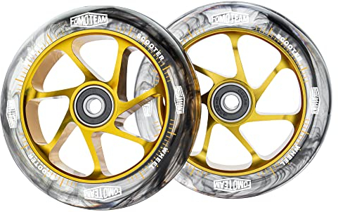 fomo team Pro Stunt-Scooter-Räder, 110 mm x 24 mm, Aquarell-Effekt, mit ABEC-9-Kugellager, installiert, 2er-Pack, Roller-Ersatzräder