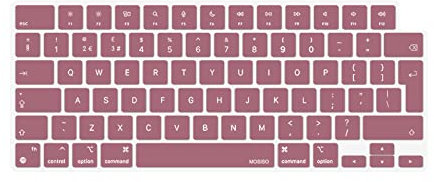 MOSISO Keyboard Cover Skin Compatible with MacBook Air 13.6 M3 A3113 M2 A2681 2025-2022, for MacBook Air 15 2025-2023, for Mac Pro 14/16 inch M4 M3 M2 M1 2021-2025, EU Layout, Tea Petal Pink