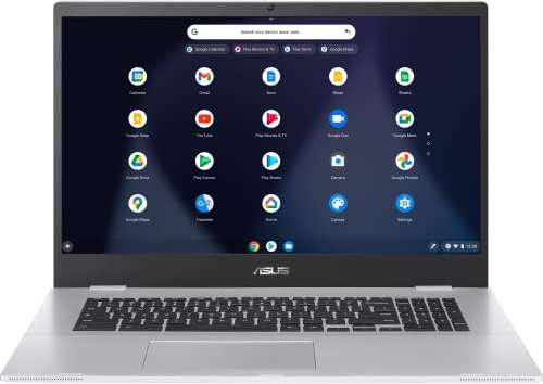 ASUS Portátil de Entrada Chromebook CX17 | Pantalla Mate 17.3 HD+ | Intel Celeron | 4 GB de RAM | SSD de 64 GB | Gráficos UHD | Sistema operativo Chrome | Teclado QWERTZ | Plata |