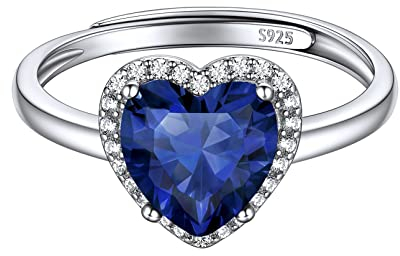 ChicSilver Silberring Damen 925 Silber Fingerring mit Zirkonia Damen Offener Fingerring mit Herz Tansanit Gebursstein Mädchen verstellbarer Ring Blauer Stein Promise Ringe Schmuck für Schwester