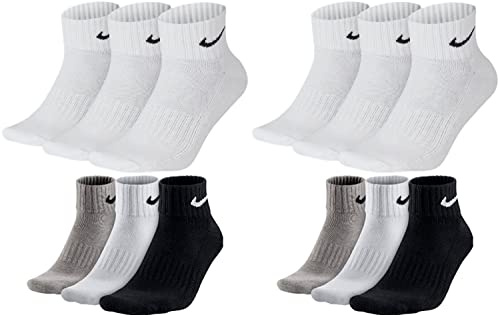 Nike Socken Herren Damen 6 Paar One Quater Socks Kurze Socke Knöchelhoch Weiß Schwarz Gemischt (weiss grau schwarz) Größe 34 36 38 40 42 44 46 48 50