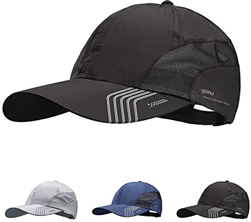 XGOPTS Quick Dry Baseball Cap - Lightweight Breathable Adjustable UV-Protection Cap for Outdoor Activities Sport Running - Men Woman Unisex 56-60cm (Black)