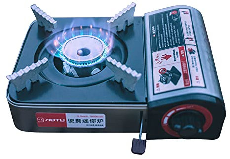 MCDSAJ Portable Camping Stove Burner, Mini Gas Grill with Adjustable for Camping Backpacking Hiking Cooking BBQ