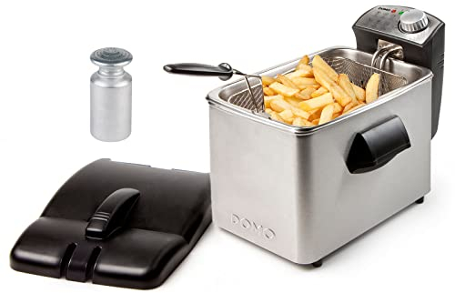Kaltzonen Fritteuse Edelstahl mit Deckel, 2200 Watt, 3 Liter