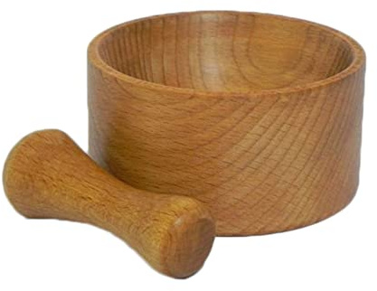 Wooden World Holzmörser mit Stößel für Gewürz- und Kräuterzerkleinerer