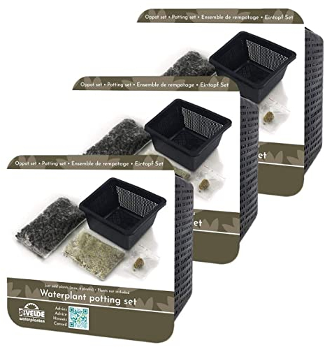 VDVELDE Aqua Set - Eintopfen Set für alle Arten von Wasserpflanzen (Teichkorb, Ton, Kies & Dünger) - VDVELDE WASSERPFLANZEN