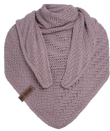 KNIT FACTORY - Dreiecksschal Sally - Damen Strickschal mit Wolle - Grob gestrickten Schal - Hochwertige Qualität - XXL Schal - 220x85 cm - Mauve
