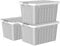 Cetomo 15L*3 Storage Boxes with Lids, Plastic Storage Bins with Latching Buckles, Click Closure, Stackable, Nesting, Organizer for Home Office Clothes, Gray, 15L-3 Pack