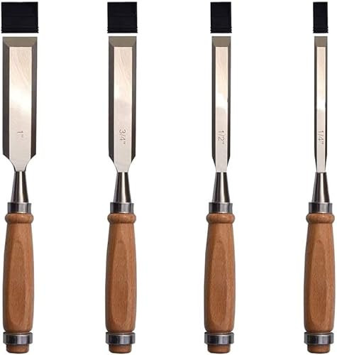 OITTo Wood Chisel Professional Tools Wood Handle Chisel Tool Set for Wood Carving 4pcs(1/4, 1/2, 3/4, 1)