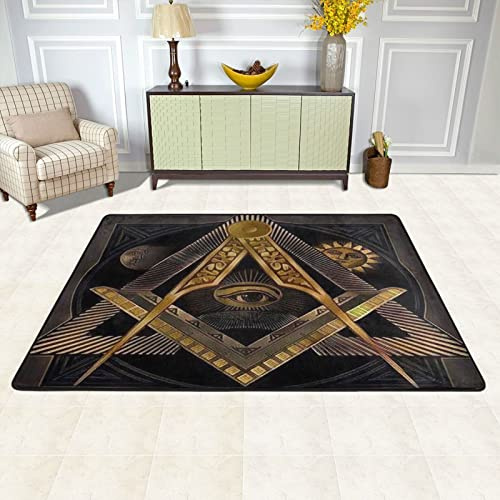 Flanell-Teppich Freimaurer Freimauerwerk Meditation Freiheitsbereich Teppich Großer Bodenteppich Rutschfest Waschbar für Wohnzimmer Schlafzimmer 60 x 90 cm