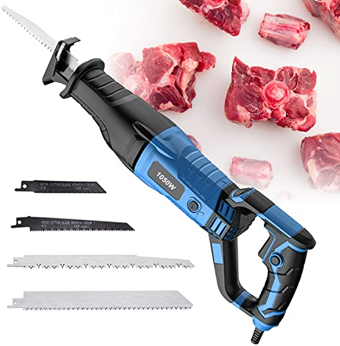 Scie à Os de Boucher Electrique, 1050W Scie à Os de Viande, Scie Sabre Boucher avec Lames de Scie Remplaçables pour le Supermarché/Restaurant (Color:blue,Size:1050W)