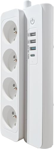 Multiprise Connectée Zigbee 3.0 Zauzau 16A Smart Power Strip avec 4 Prises +avec 4 USB Ports(3 USB-A+1 USB-C Max 20W) Compatible avec Alexa et Google Home